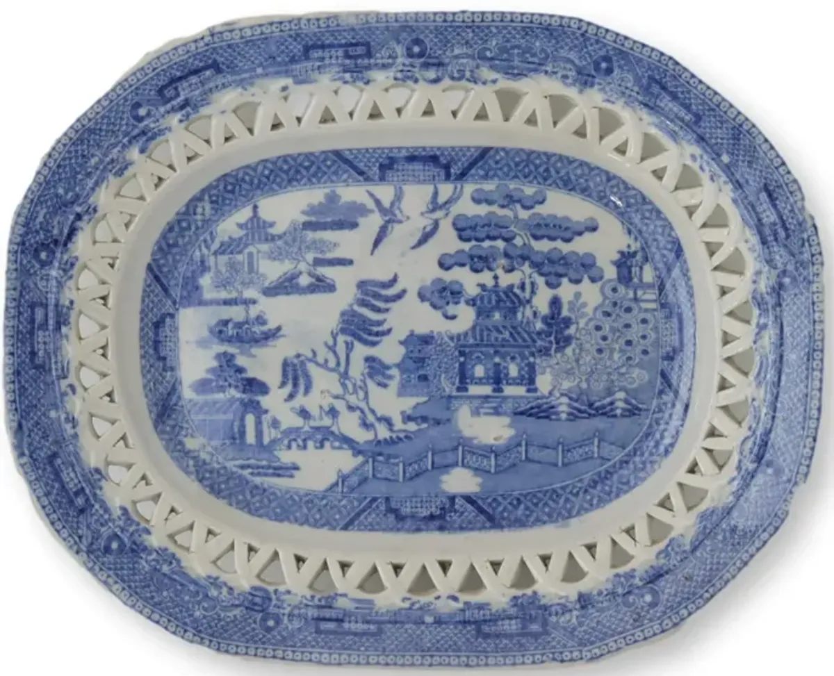 1840s English Willow Serving Plate - Blue