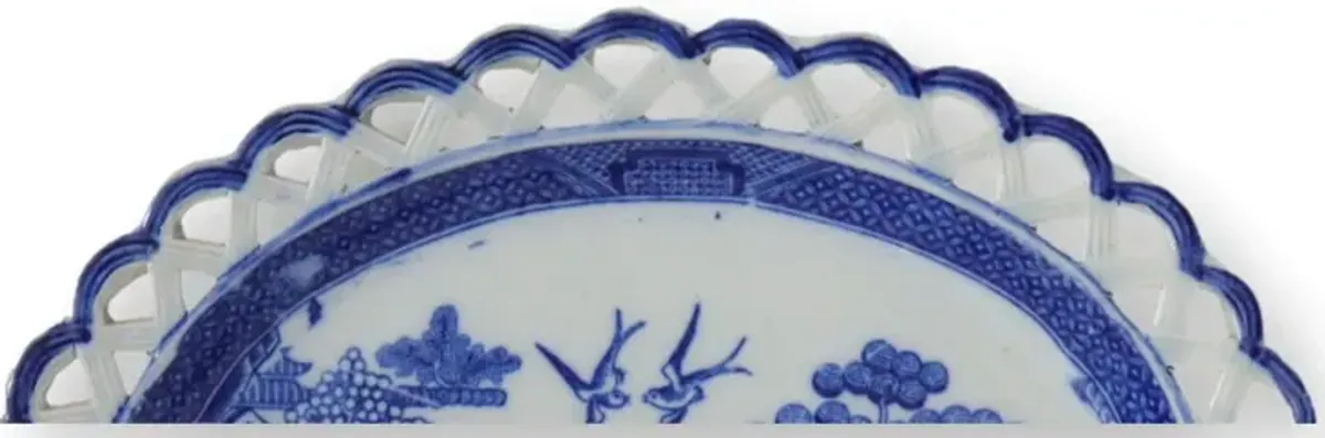 1860s English Pearlware Willow Platter - Blue