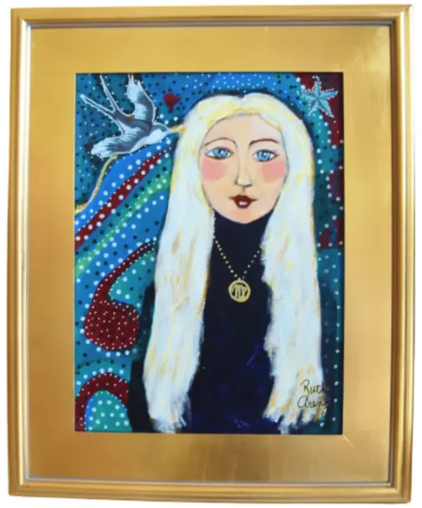 French Mademoiselle with Long Blonde Hair - Blue