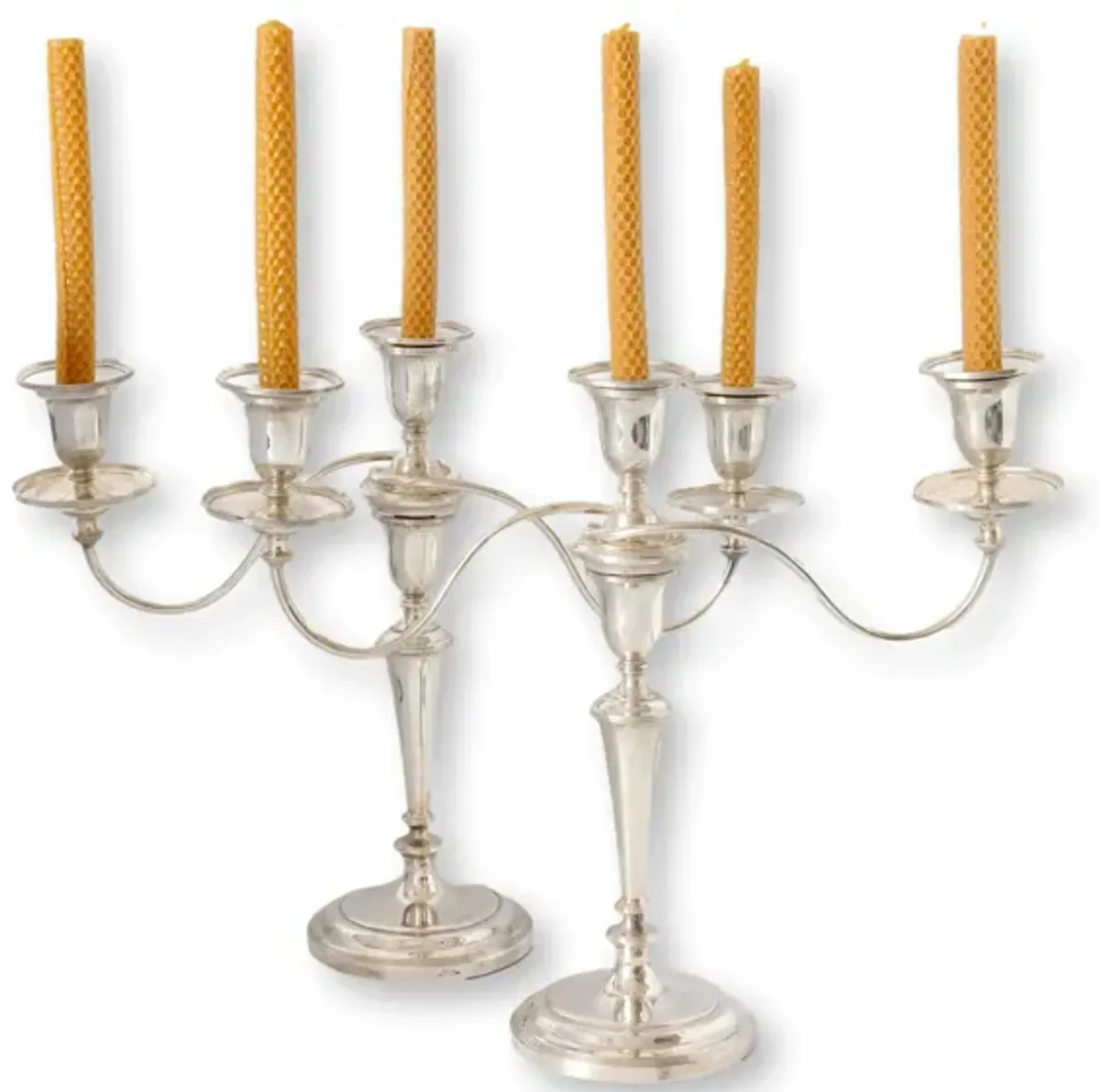 English Silver-Plate Candleabras - Set of 2 - Rose Victoria