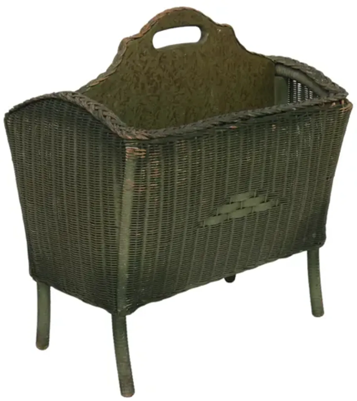 1920 s Lloyd Loom Wicker Newspaper Rack - Green