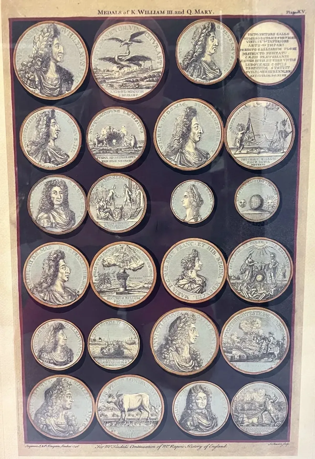 William & Mary Medals Framed Engraving - Silver