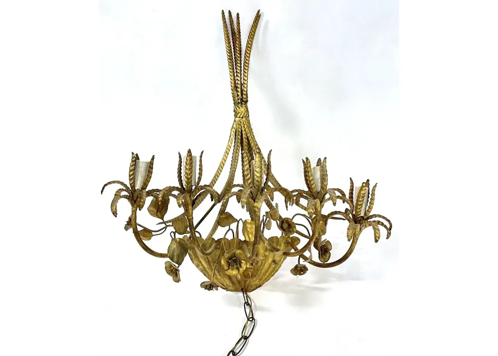 Brass 5-Arm Wheat Wall Sconce - Gold