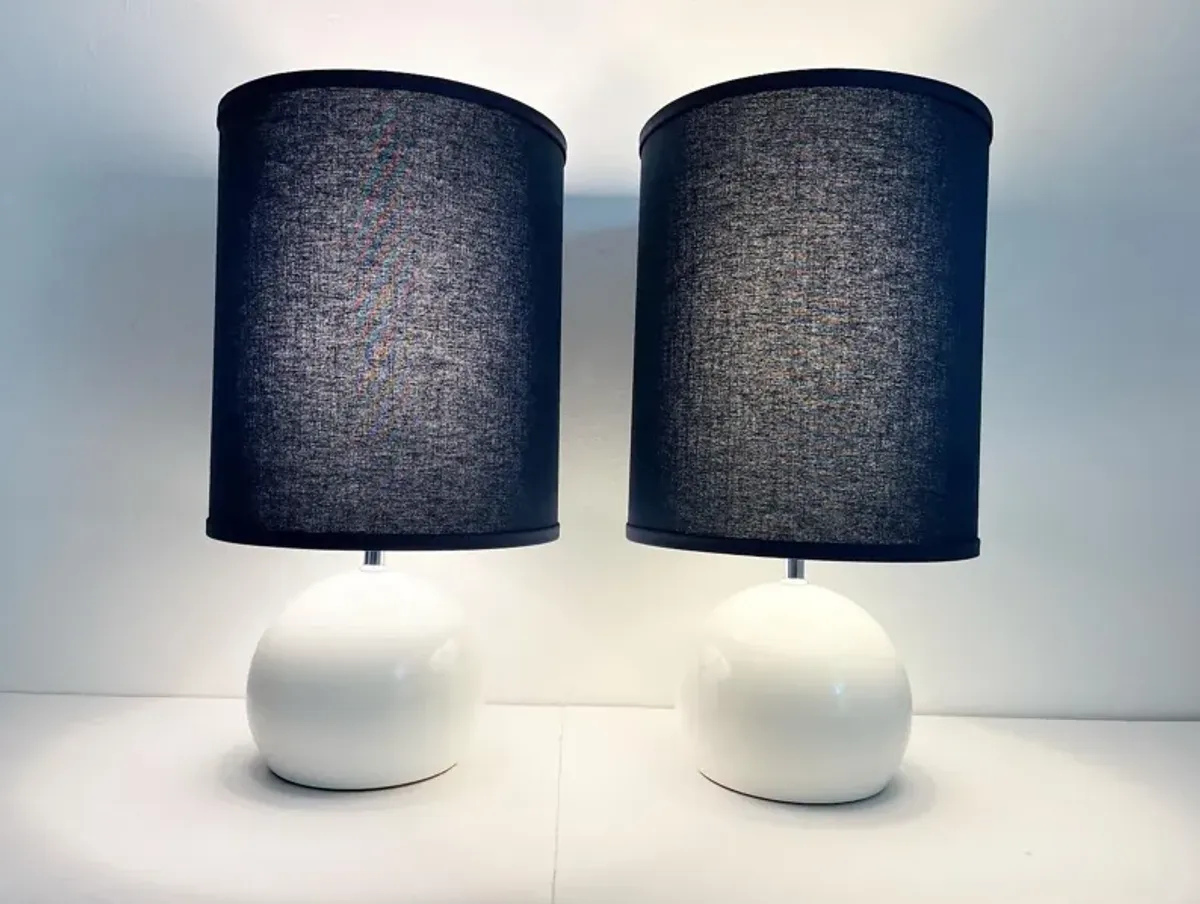 1960s Lightolier Lamps w/Shades - Set of 2 - Blue