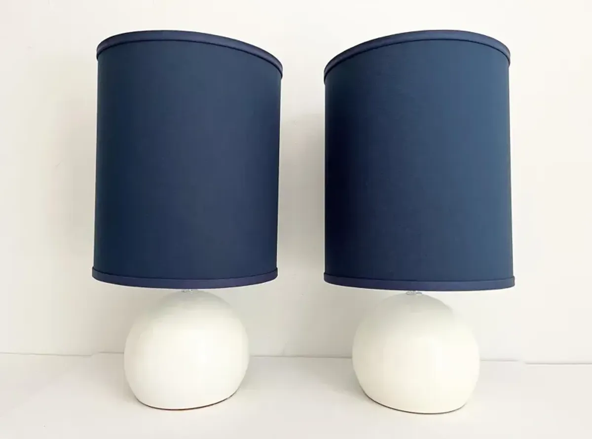 1960s Lightolier Lamps w/Shades - Set of 2 - Blue