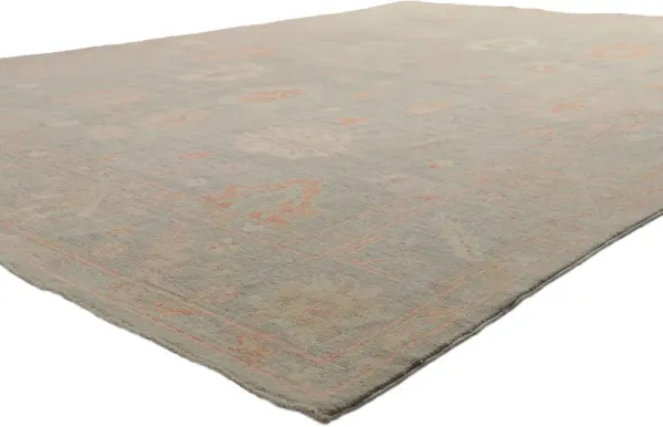 Soft Muted Pastel Oushak Rug, 8'10 x 12'