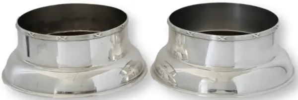 Midcentury Modern Wine Coasters - Set of 2 - Rose Victoria - Silver