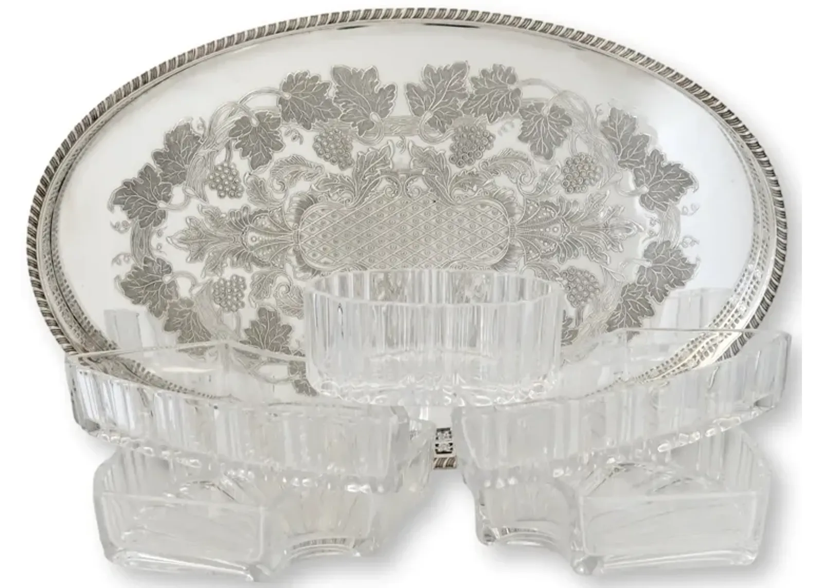 English Gallery Tray w/Crystal Inserts - Clear