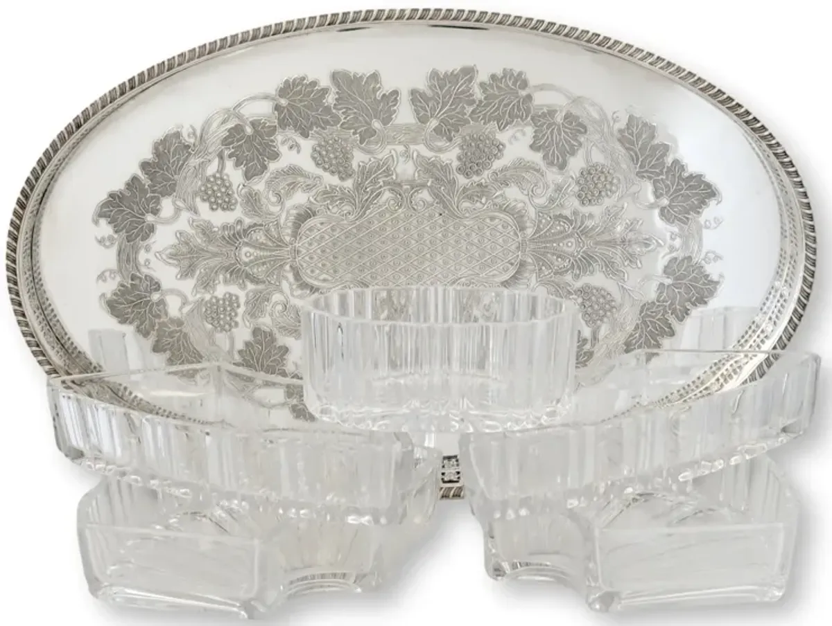 English Gallery Tray w/Crystal Inserts - Clear