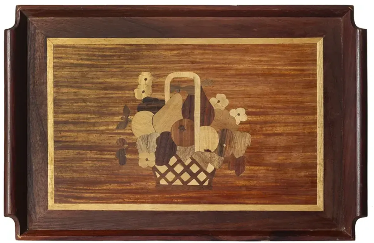 Italian Marquetry Serving Tray - Brown