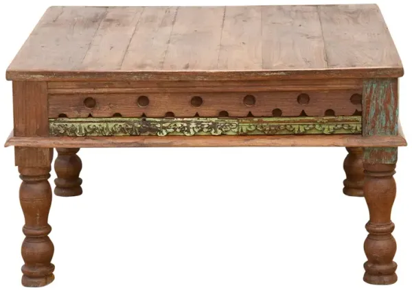 Carved Reclaimed Teak Coffee Table - de-cor - Brown