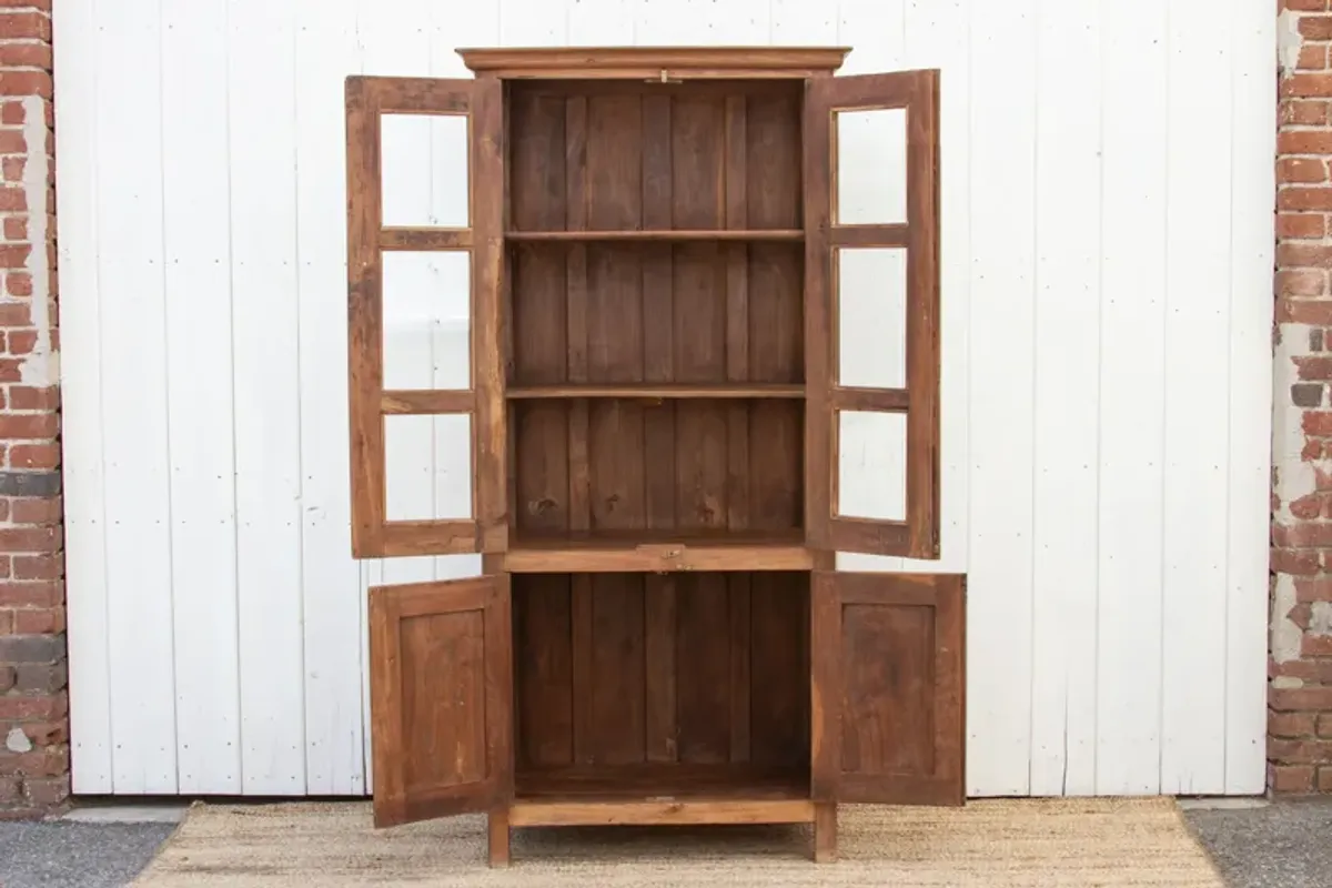 19th Century Tall Colonial Glass Cabinet - Brown