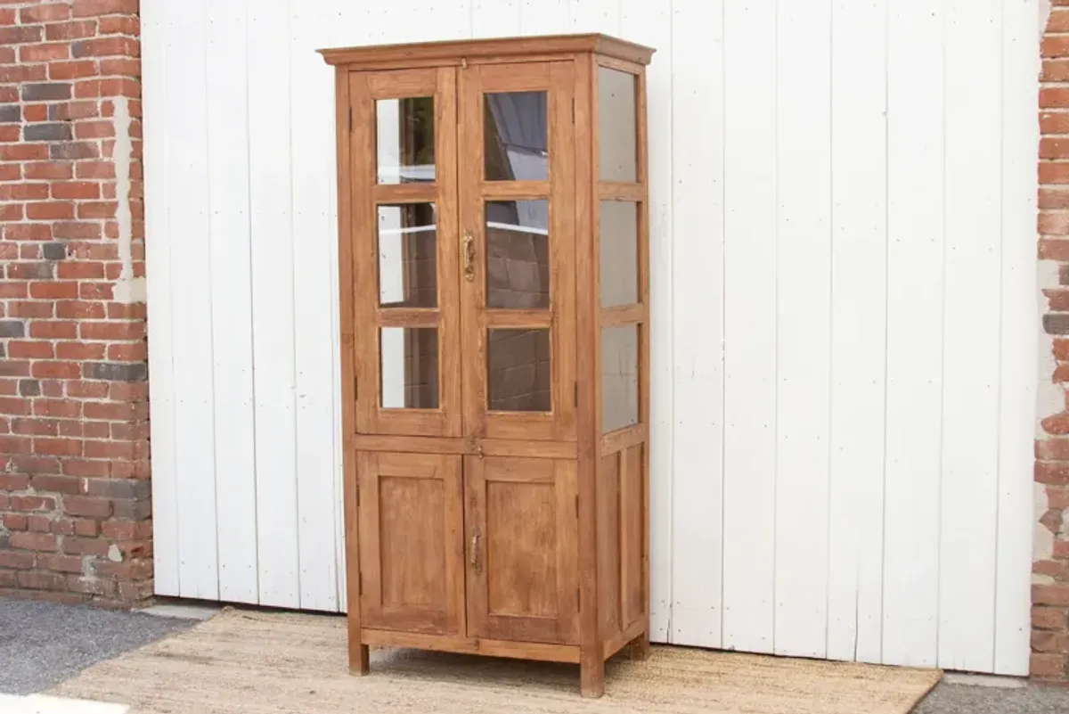 19th Century Tall Colonial Glass Cabinet - Brown