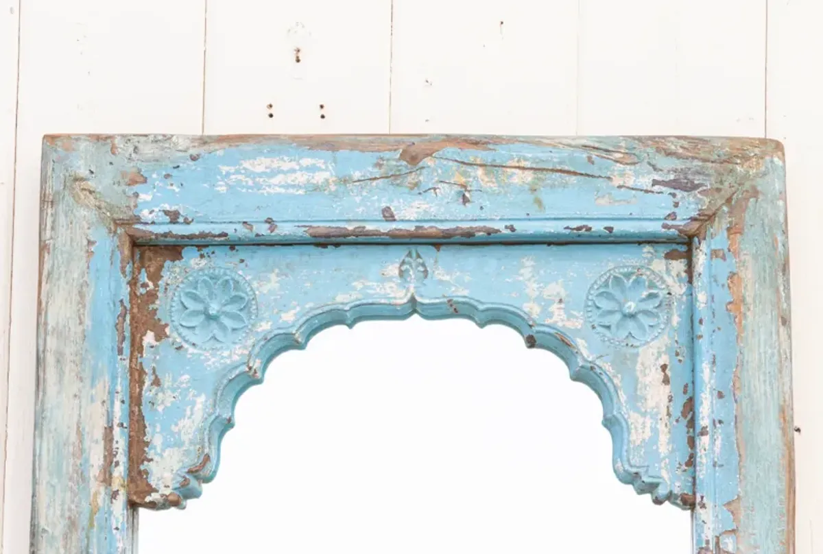 Blue Arched Frame Mirror