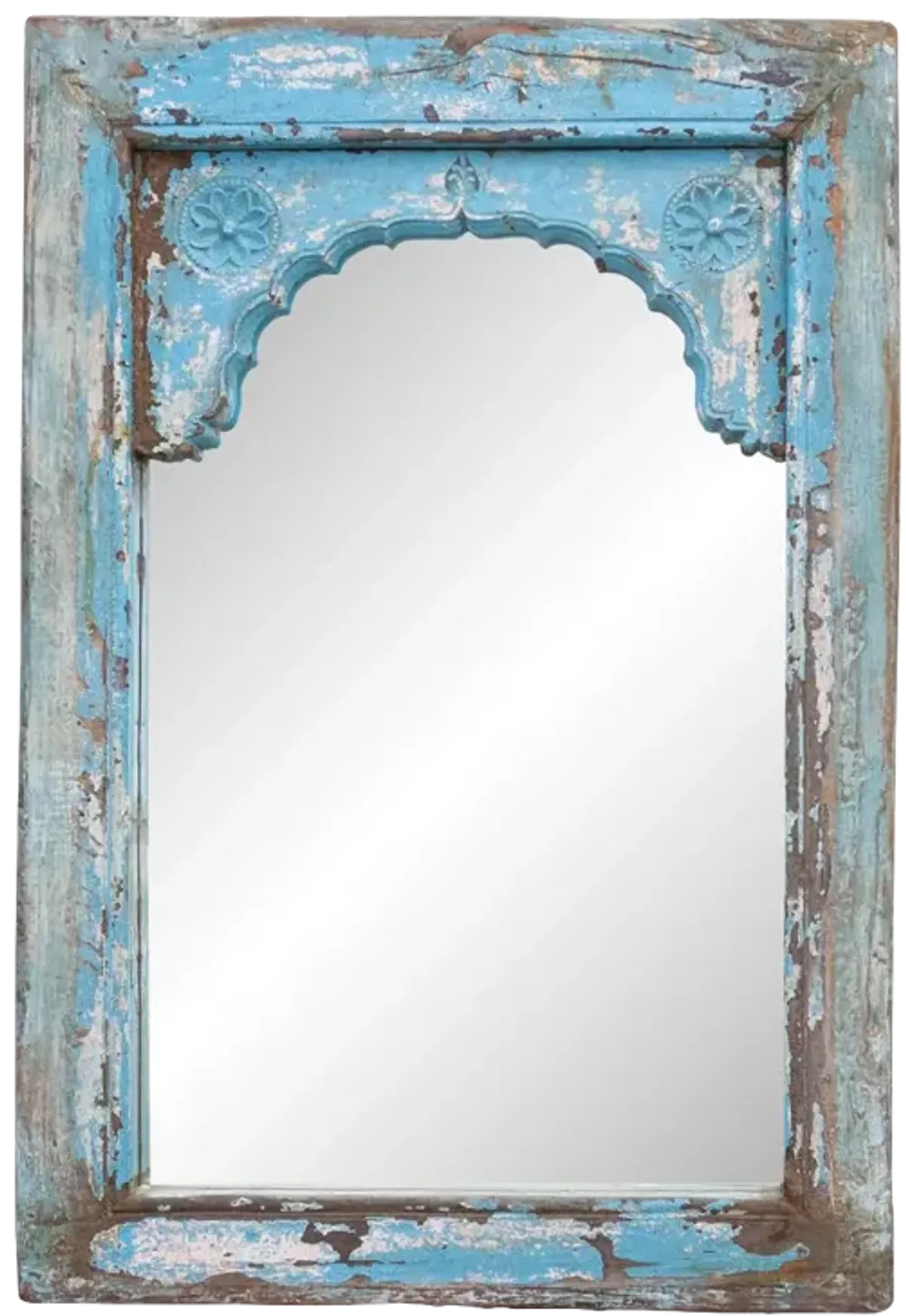 Blue Arched Frame Mirror