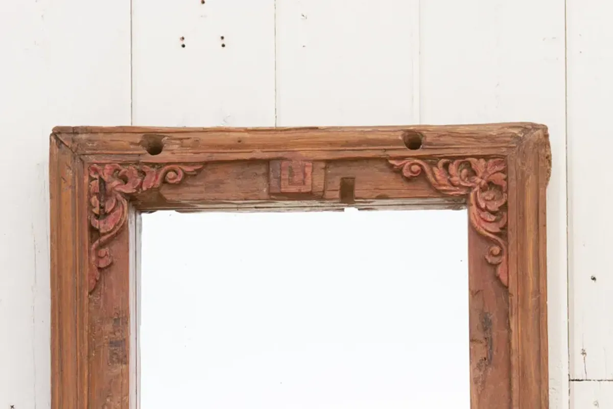 Antique Carved Indo-French Mirror - Brown