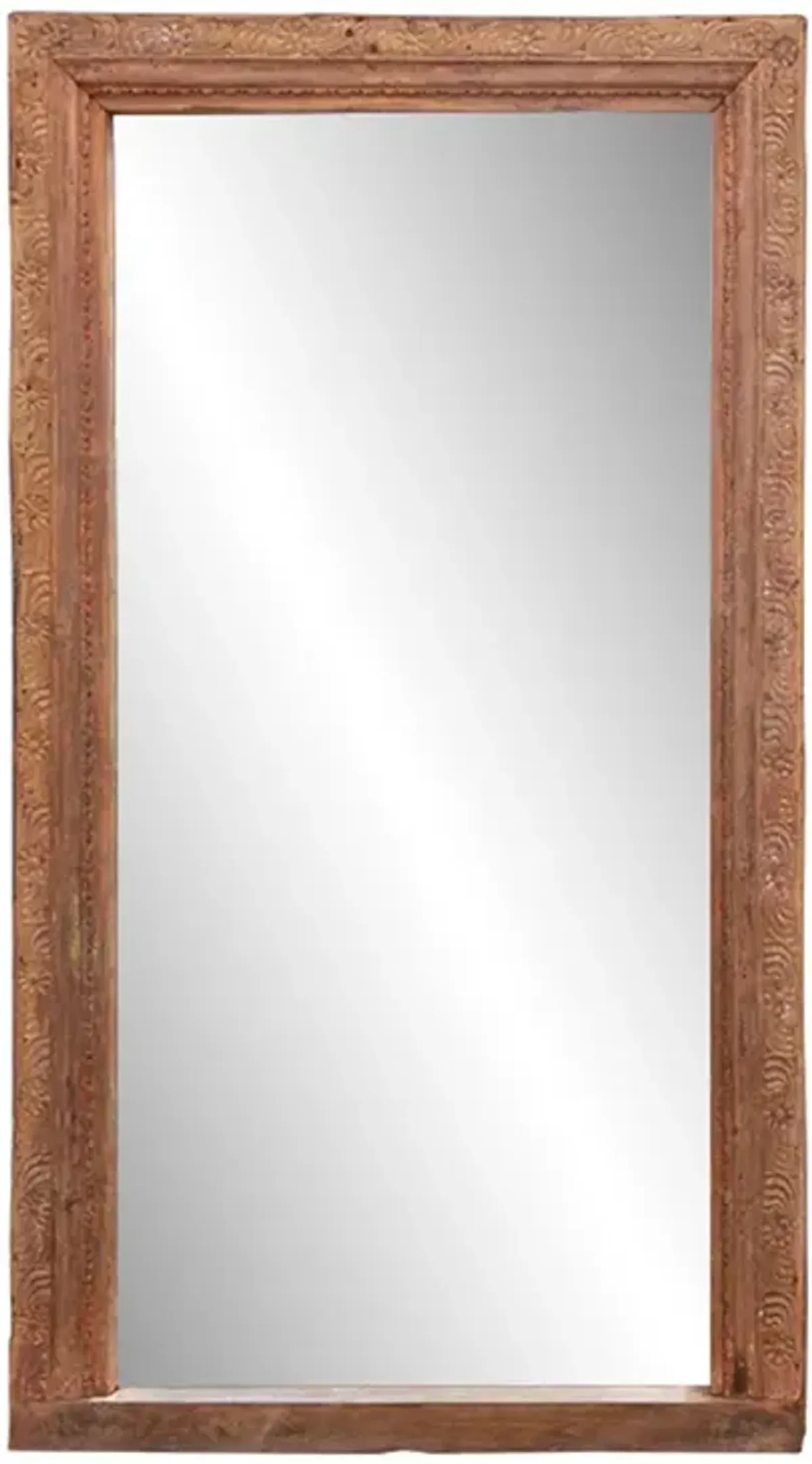 Tall Tribal Floral Carved Mirror