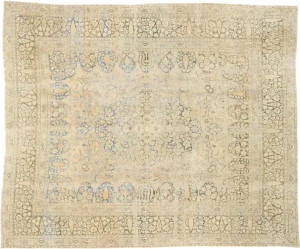 Muted Antique Persian Rug, 11'02 x 13'05