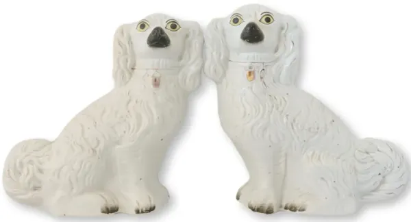 19th-C. Staffordshire King Charles Dogs - Rose Victoria