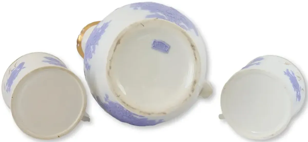 1830s Porcelain Beverage Set - 3-Pcs - Purple