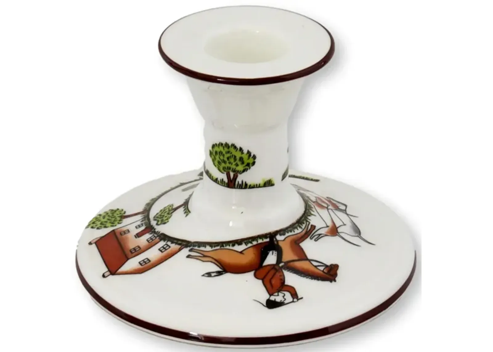 Porcelain Hunting Scene Candstick