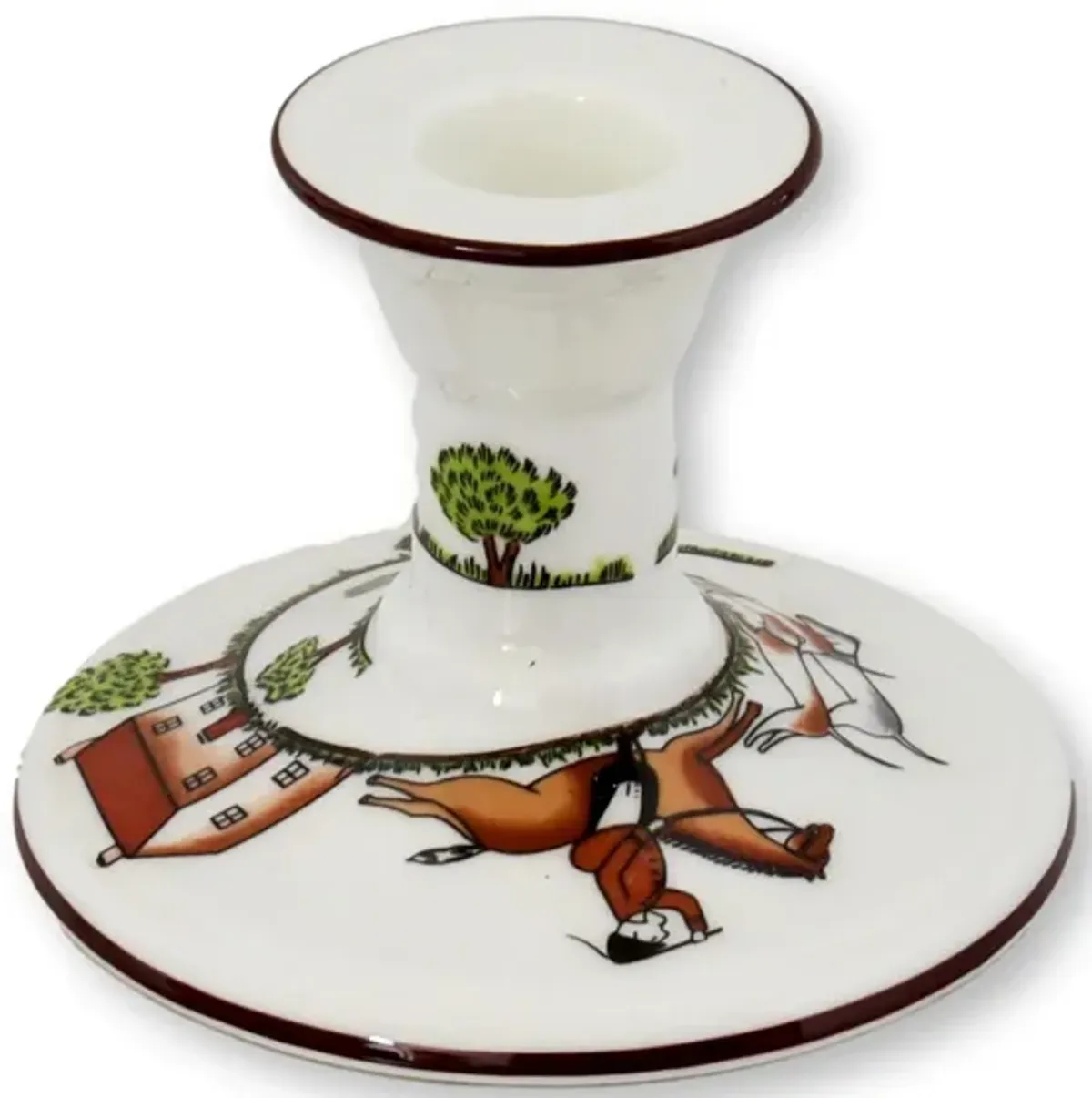 Porcelain Hunting Scene Candstick