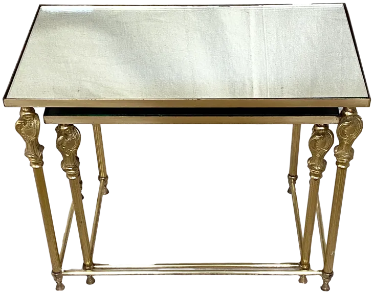 Vintage French Brass Nesting Tables/Pair - Gold