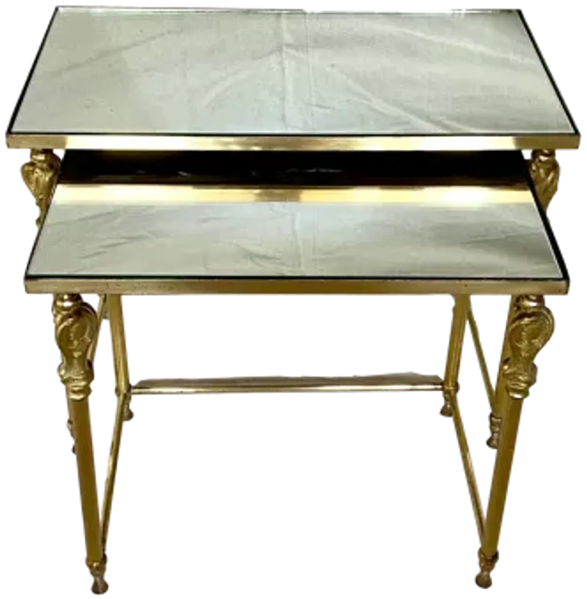 Vintage French Brass Nesting Tables/Pair - Gold