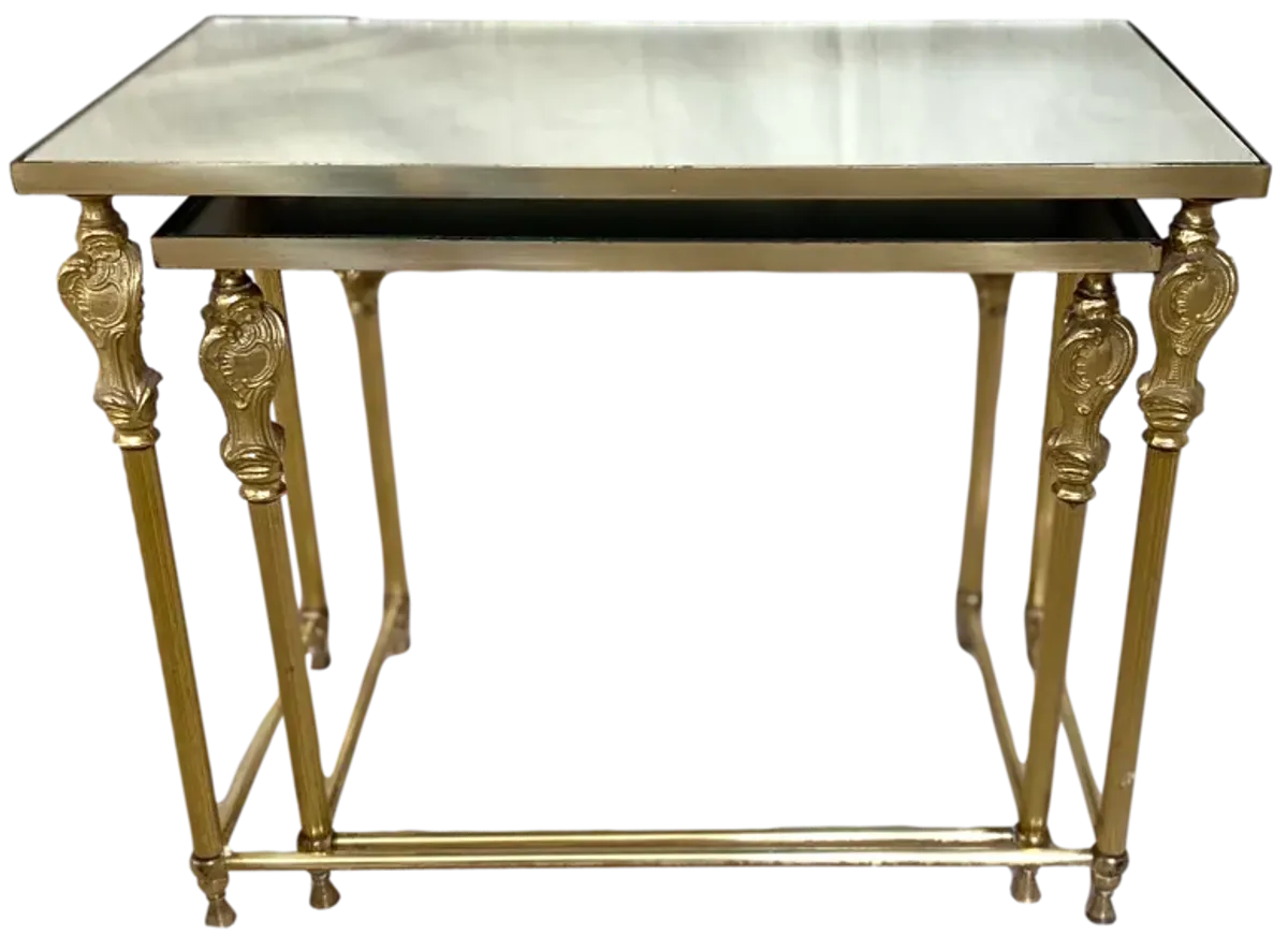 Vintage French Brass Nesting Tables/Pair - Ballyhoo - Gold