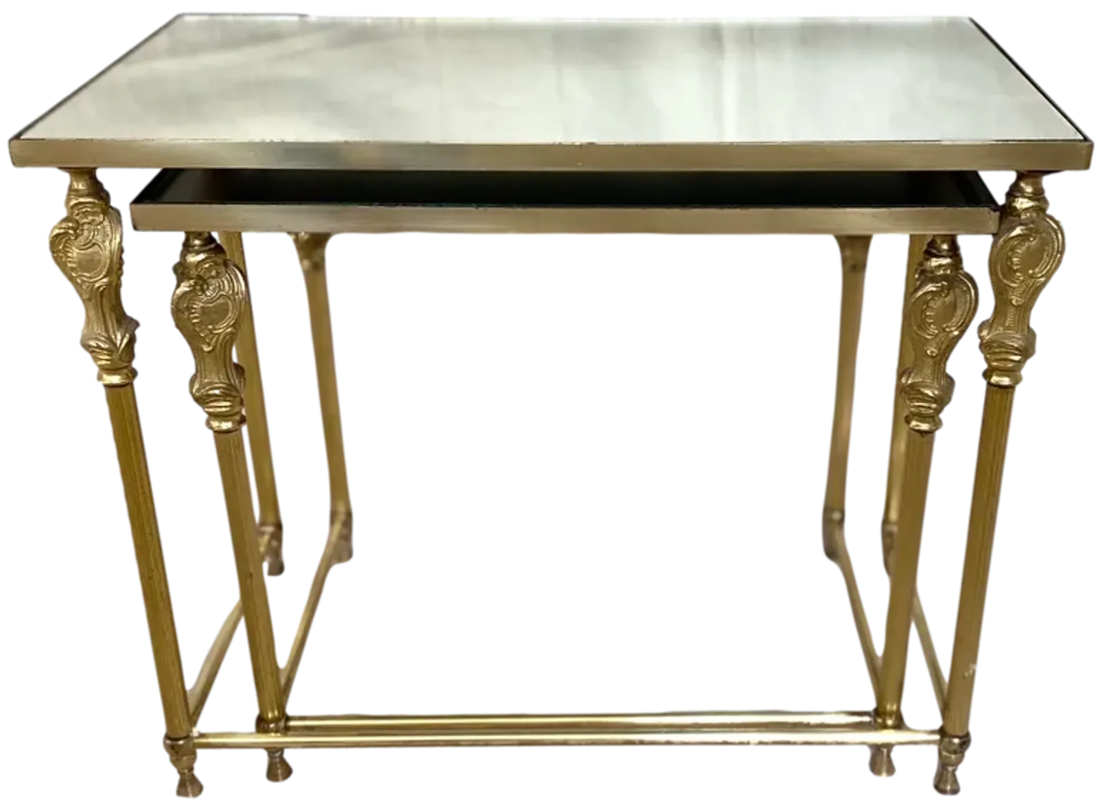 Vintage French Brass Nesting Tables/Pair - Gold