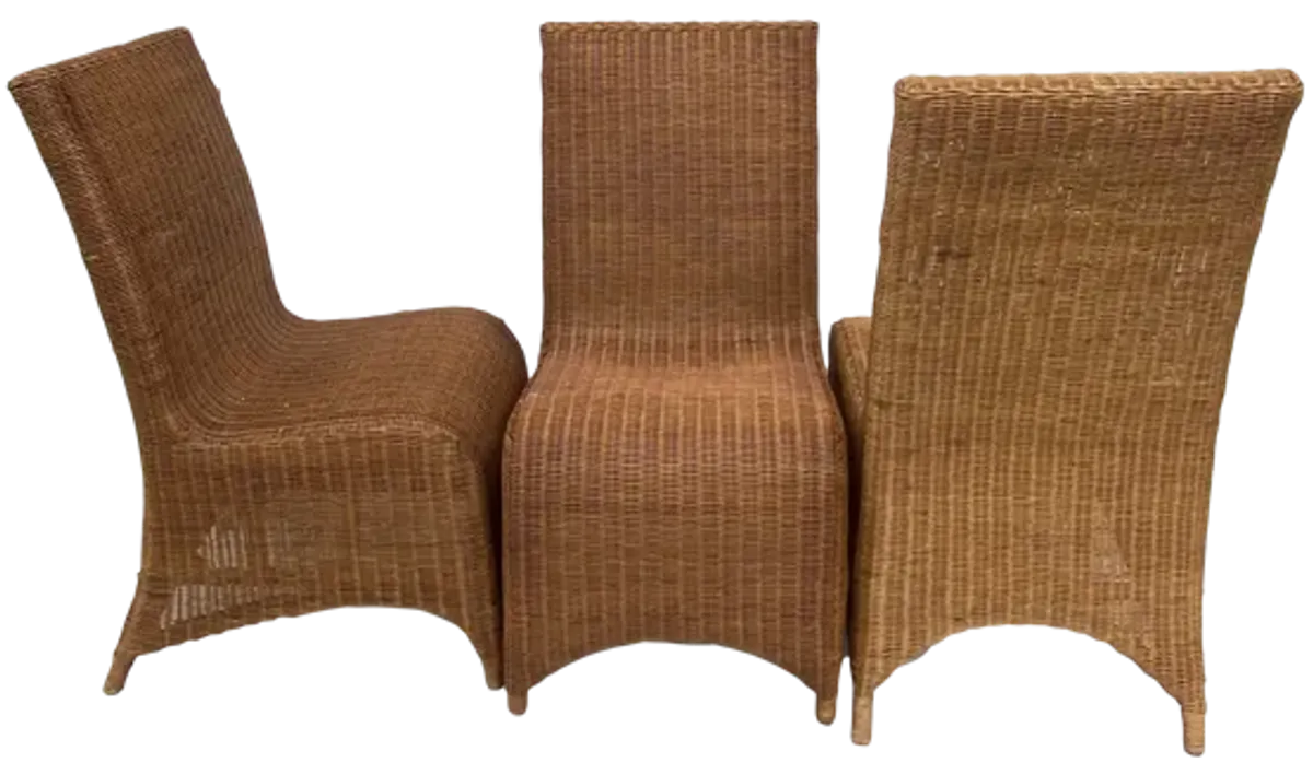 Mid-Century Draped Wicker Dining Chairs - Brown