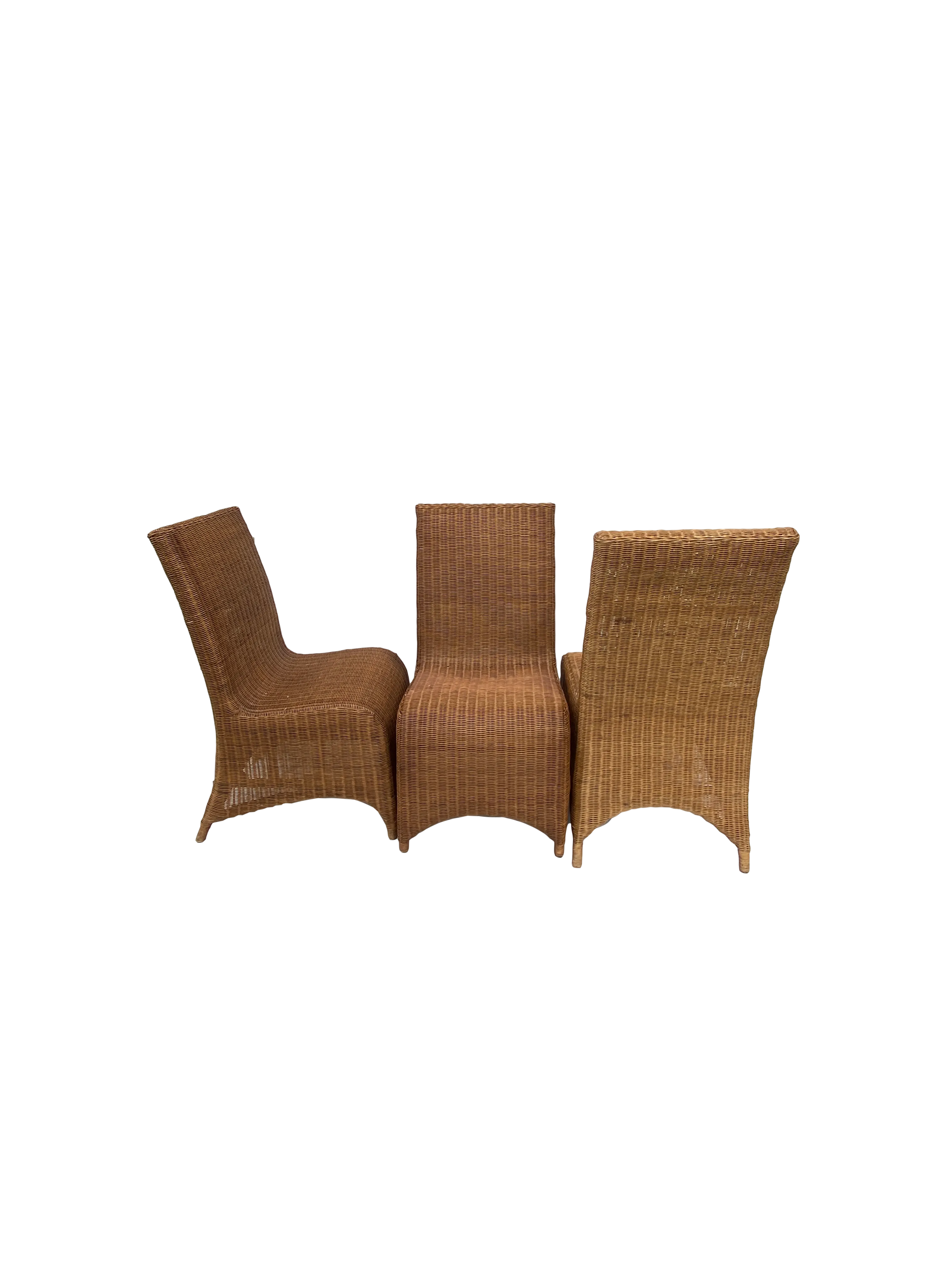 Mid-Century Draped Wicker Dining Chairs - Brown