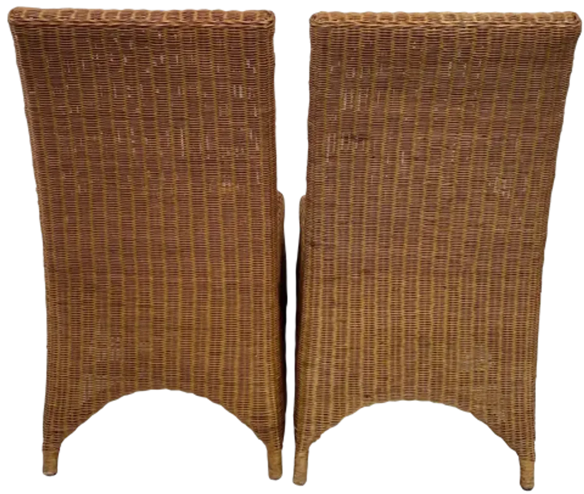 Mid-Century Draped Wicker Dining Chairs - Brown