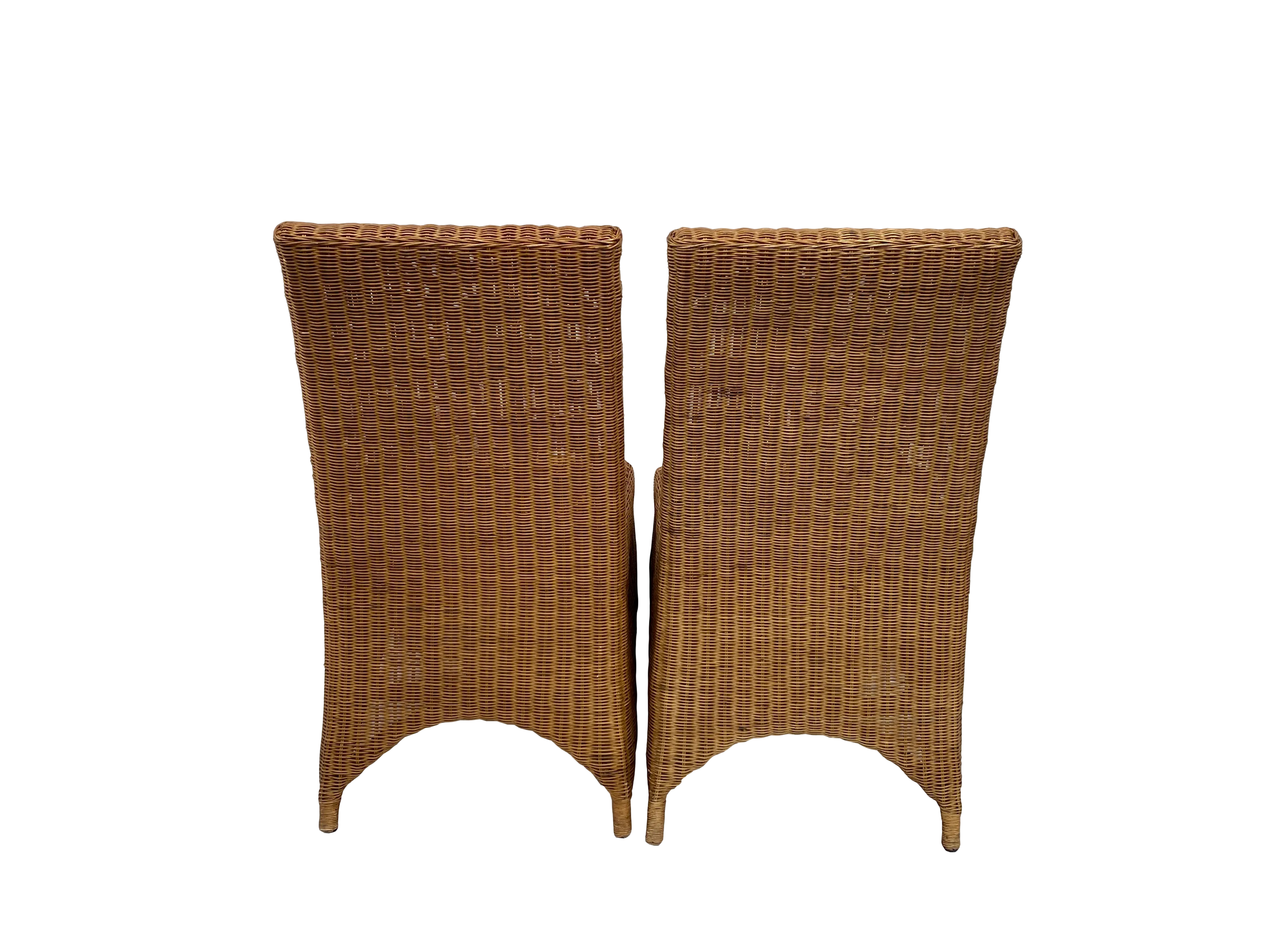 Mid-Century Draped Wicker Dining Chairs - Brown