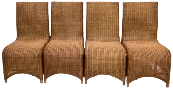 Mid-Century Draped Wicker Dining Chairs - Ballyhoo - Brown