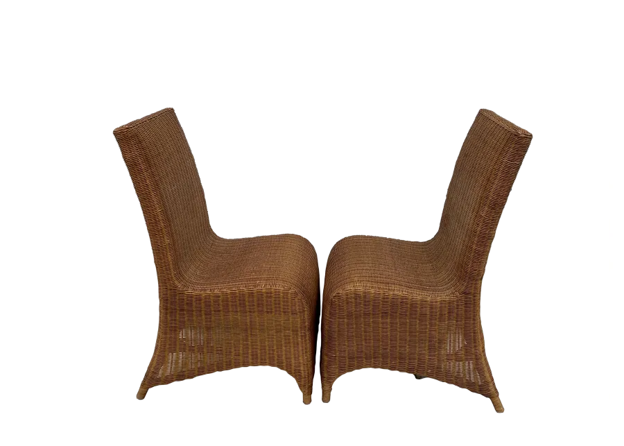 Mid-Century Draped Wicker Dining Chairs - Brown