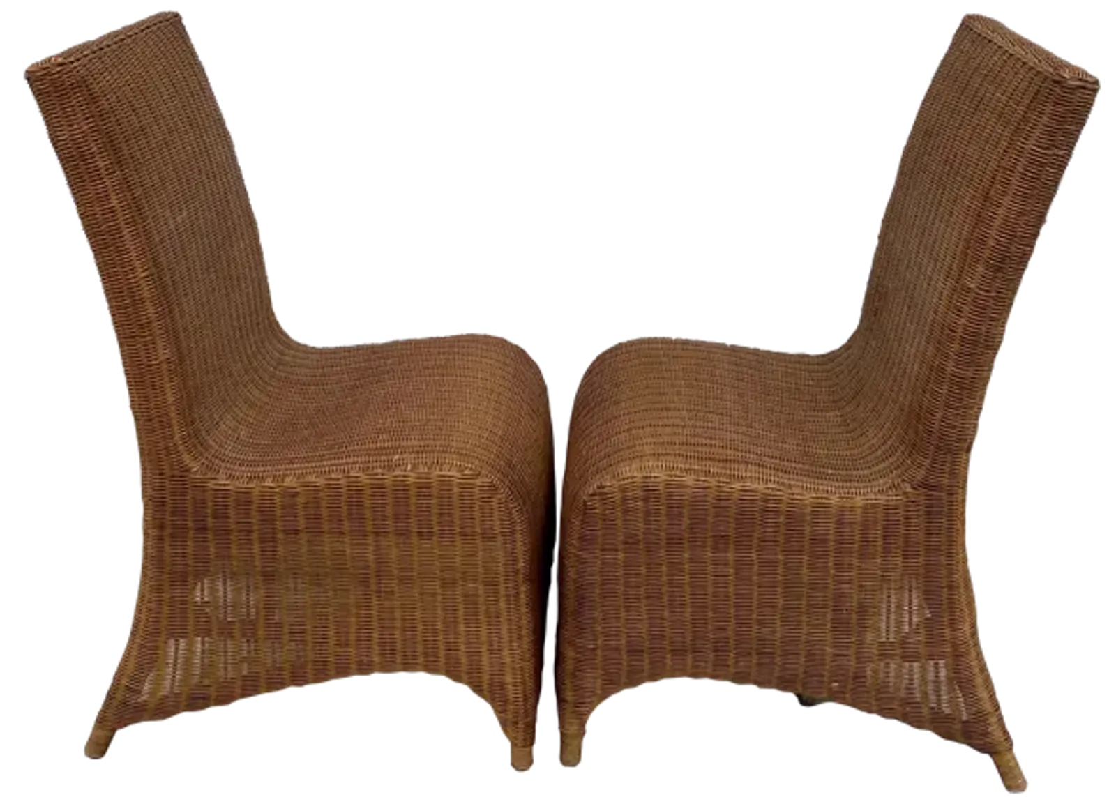 Mid-Century Draped Wicker Dining Chairs - Brown