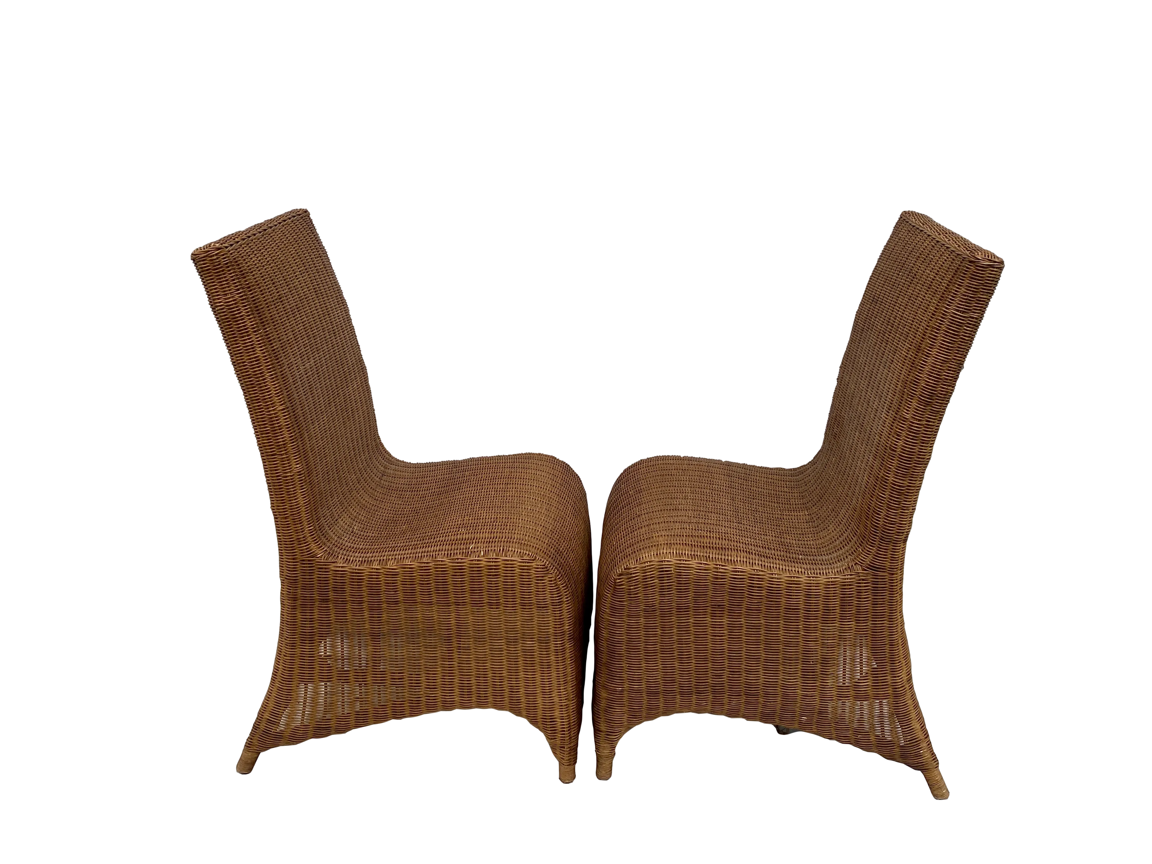 Mid-Century Draped Wicker Dining Chairs - Brown