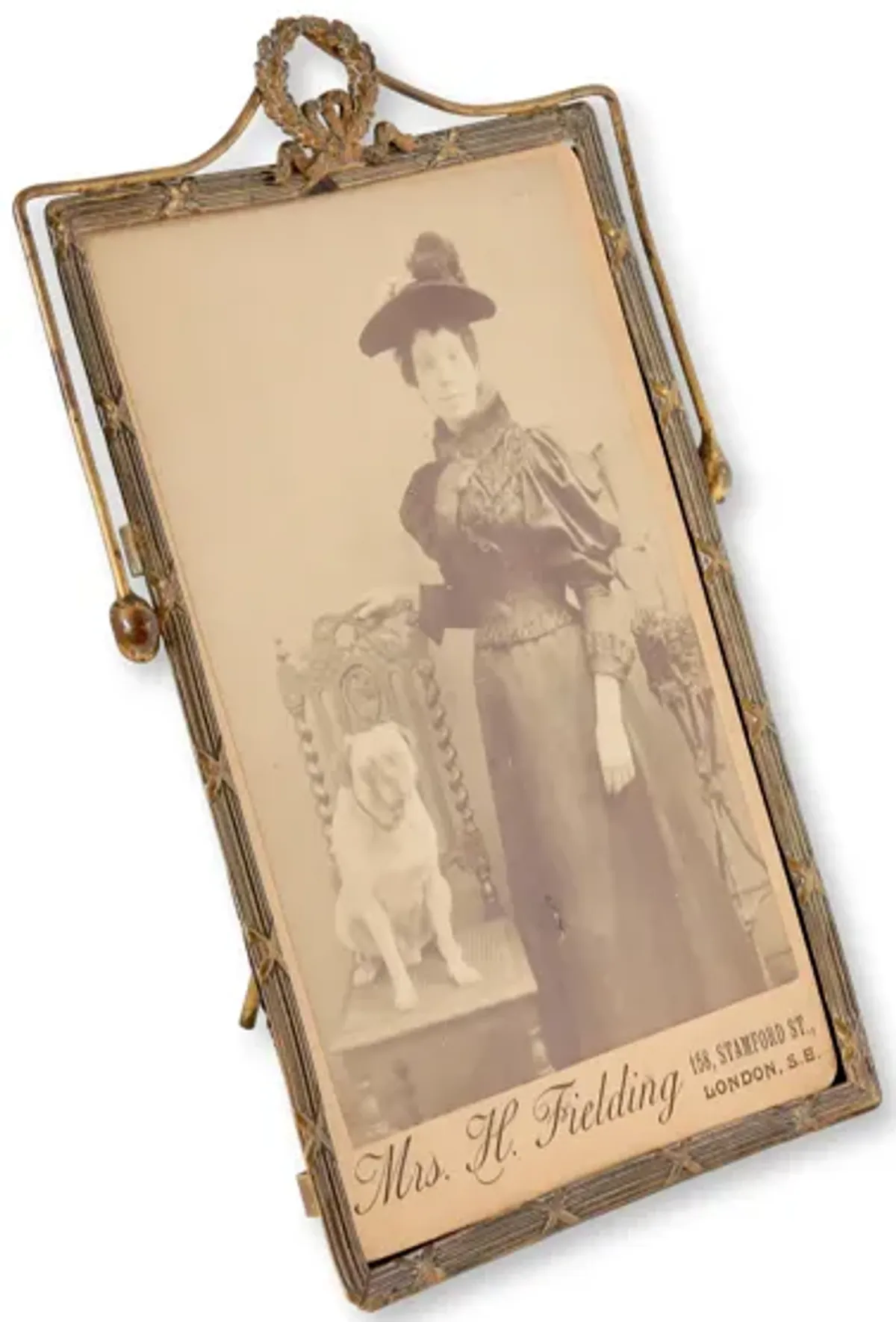 Antique Photo Frame w/Pug Photo