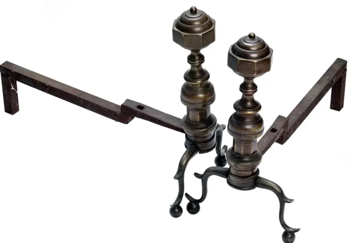 Mission Brass/Bronze & Iron Andirons