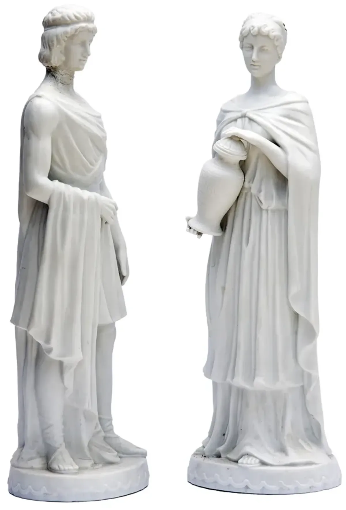 German White Bisque Figurines; a pair