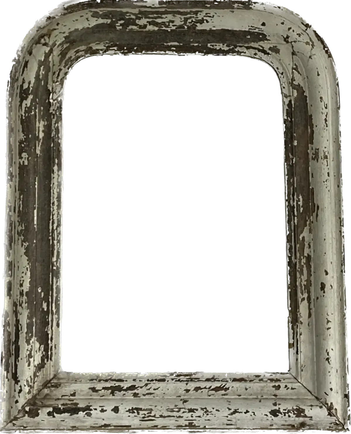 1800s French Chippy Paint Louis Mirror - Gray