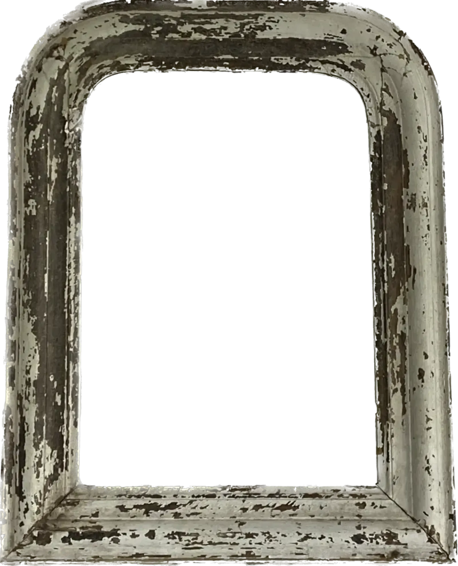 1800s French Chippy Paint Louis Mirror - Gray