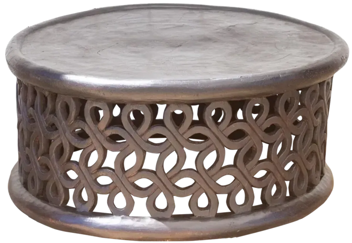 Large African Floral Bamileke Table - Brown