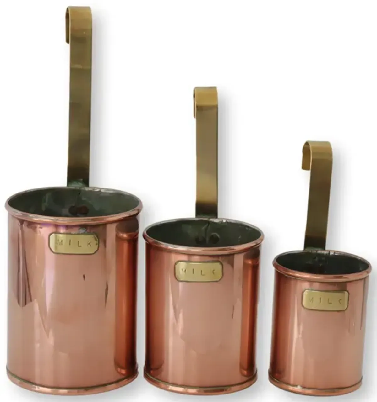 Copper Dairy Measures - Set of 3 - Brown