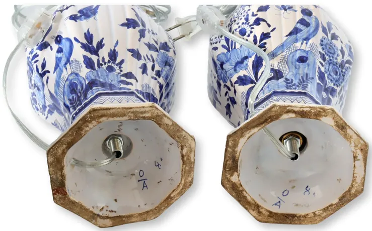 Antique Delft Vase Lamps - Set of 2 - Blue