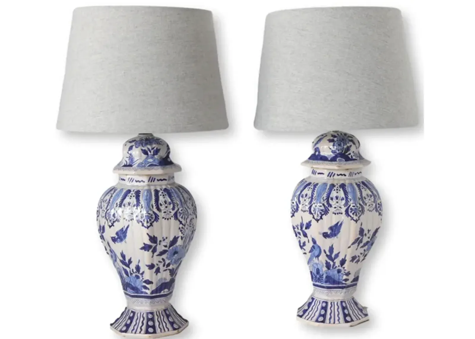 Antique Delft Vase Lamps - Set of 2 - Blue