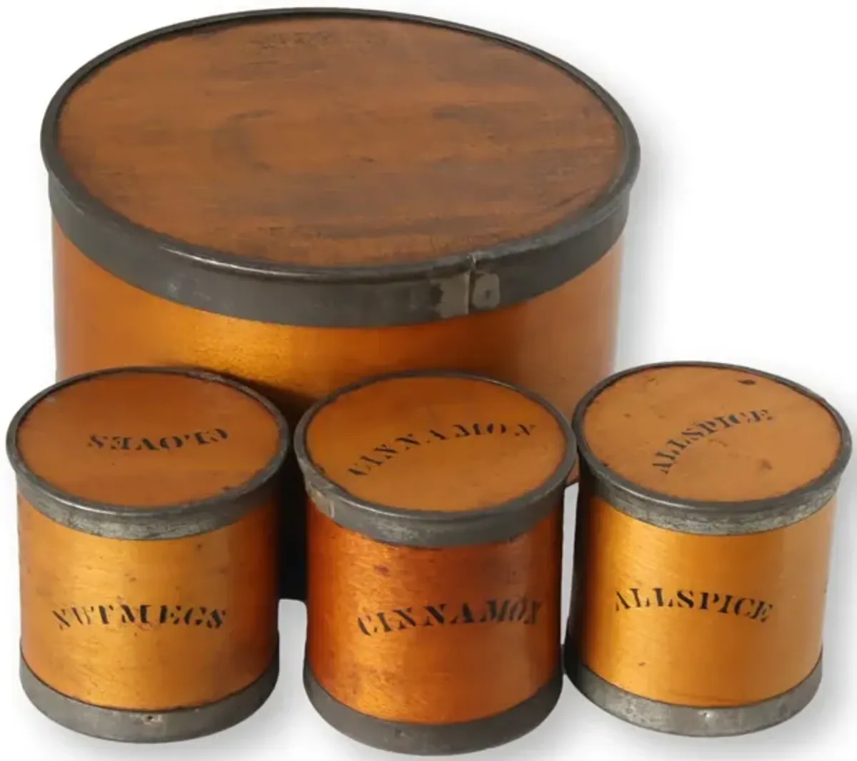 Antique American Spice Pantry Set w/Box - New England Mercantile - Handcrafted - Brown