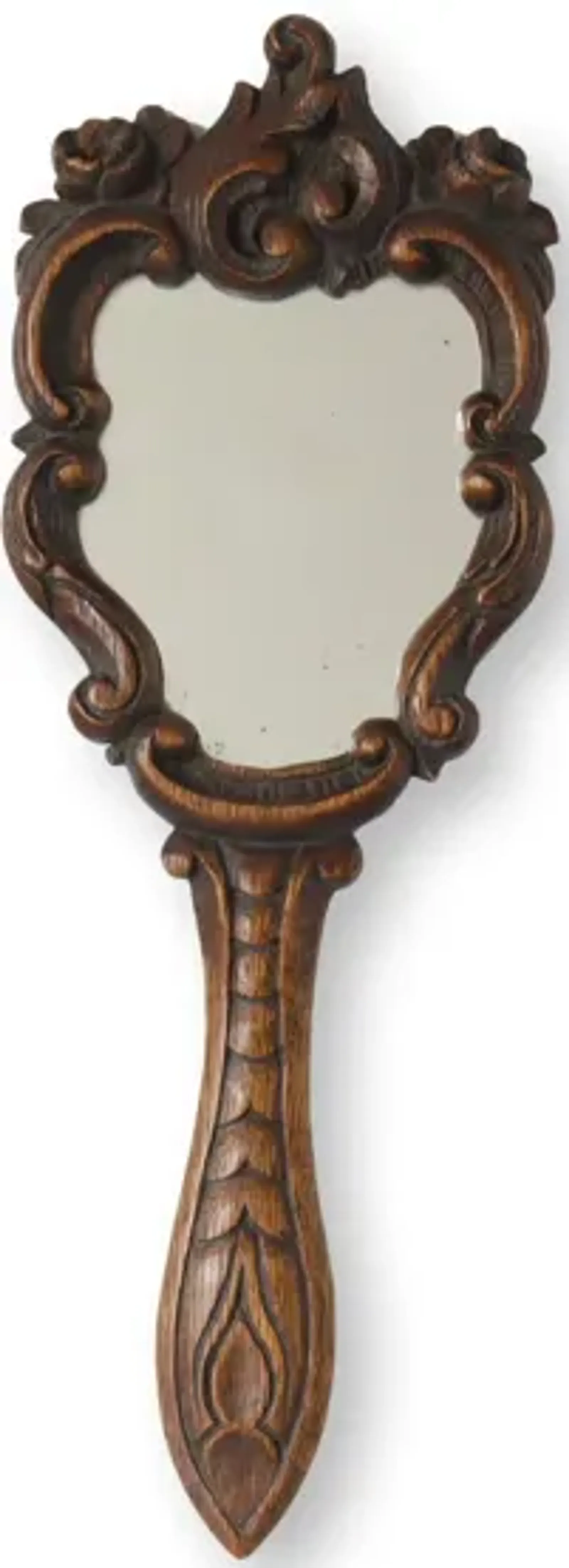 Antique French Hand Mirror - Brown