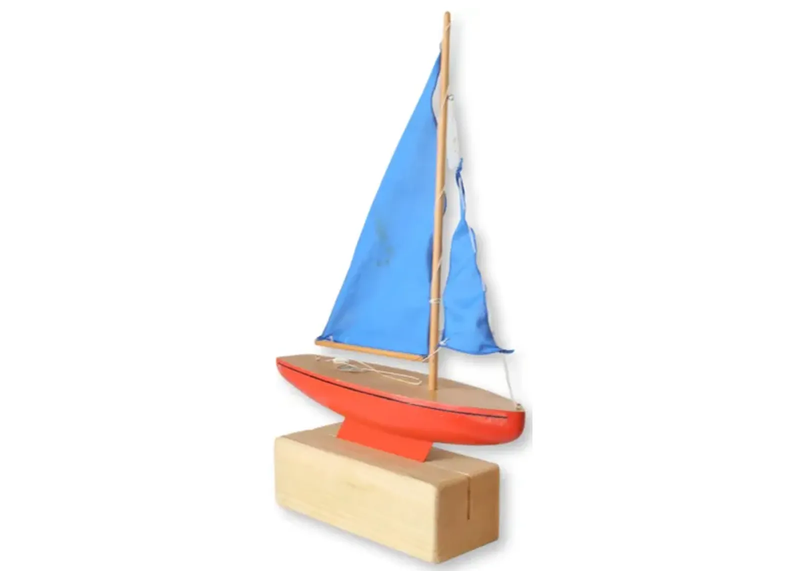 MIdcentury English Pond Boat with Stand - Red